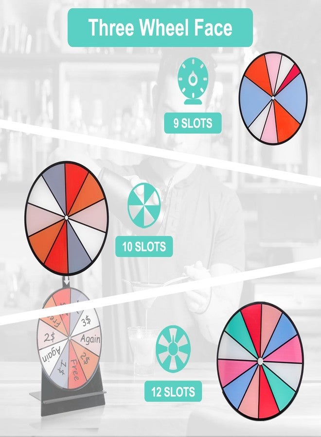 kithing 6" Spinning Prize Wheel, 3 Pcs Heavy Duty Spinning Wheel for Prizes with Stand - 9, 10, 12 Slots Color Tabletop Roulette Spinner Wheel of Fortune Spinning Game for Carnival, Tradeshow, Classroom - Image 3